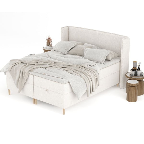Letto boxspring crema con spazio contenitivo 200x200 cm Monpelli - Maison de Rêve-image-4
