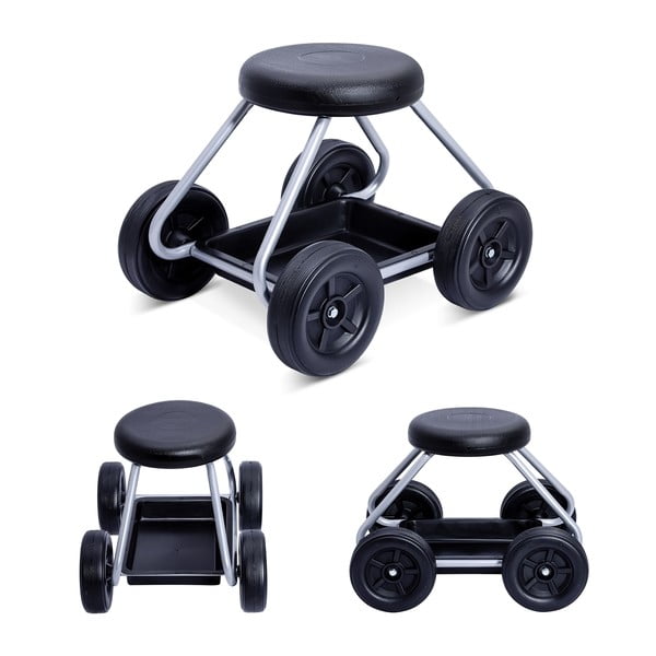 Sgabello da giardino nero e grigio Secura - Maximex-image-3