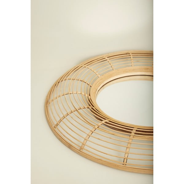 Specchio da appendere con cornice in bambù ø 80 cm Charm - Hübsch-image-2