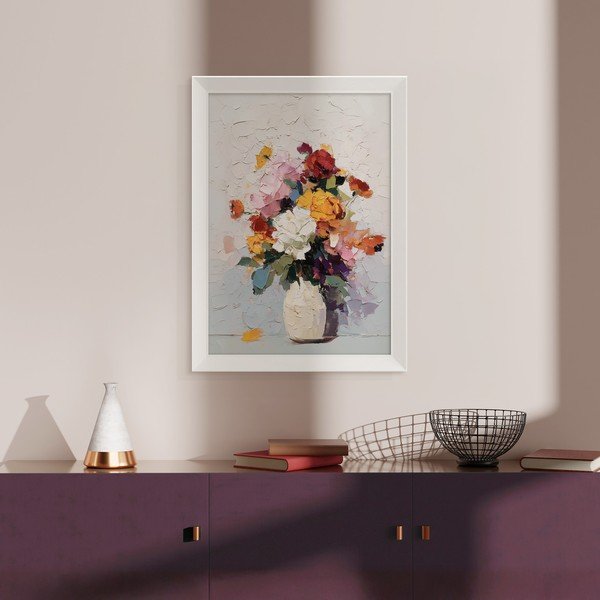 Dipinto stampato con cornice inclusa 56x75 cm White Vase – Styler-image-1