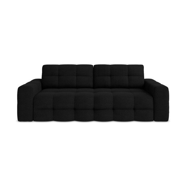 Divano nero allungabile con rivestimento in bouclé 255 cm Milu – Makamii