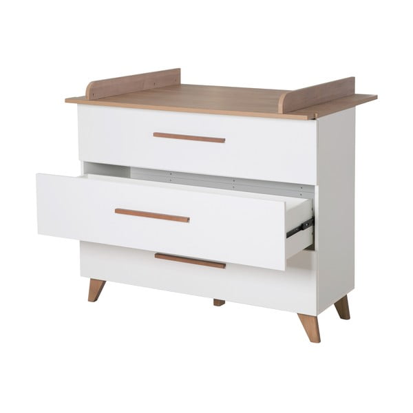 Cassettiera bassa per bambini in rovere con fasciatoio in bianco e naturale 110x98 cm - Roba-image-4