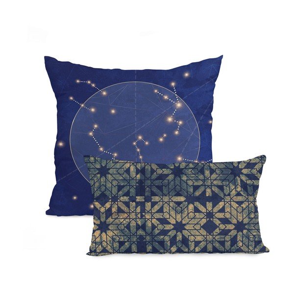Set di 2 federe in cotone Blu intenso Blanc - Blanc