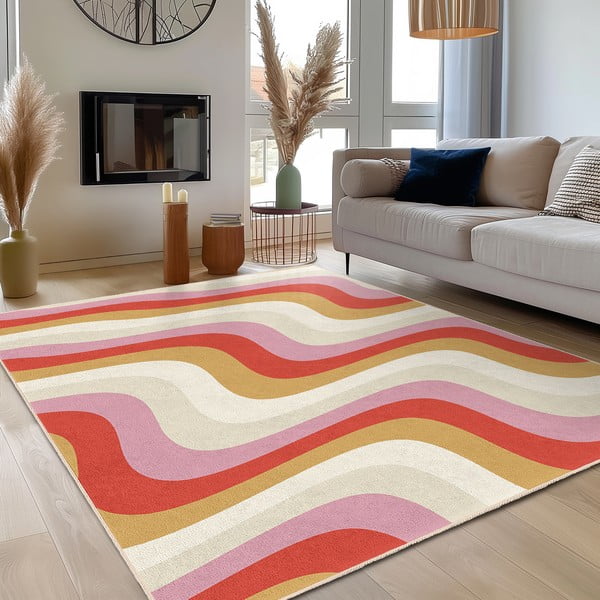 Tappeto giallo e rosa lavabile 160x230 cm Creamy Raspberry Swirl – Mila Home-image-3