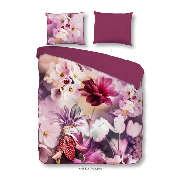 Biancheria da letto rosa in cotone sateen per letto matrimoniale Sonja Pink, 200 x 240 cm - Descanso