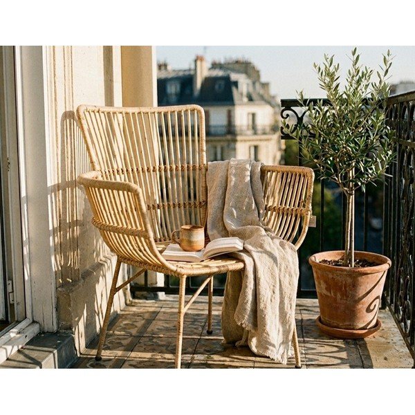 Poltrona da esterno di colore naturale in rattan – Ego Dekor-image-1