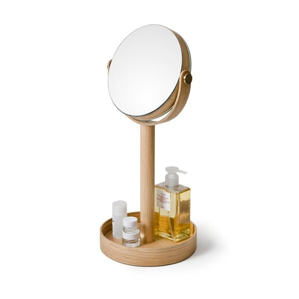 Specchio per make-up con telaio in legno massiccio con ingrandimento (5x) ø 19,5 cm Magnify – Wireworks-image-2