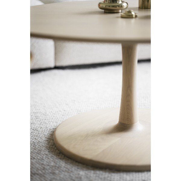 Tavolino rotondo in rovere decorato in colore naturale 90x90 cm Hobart - Rowico-image-4