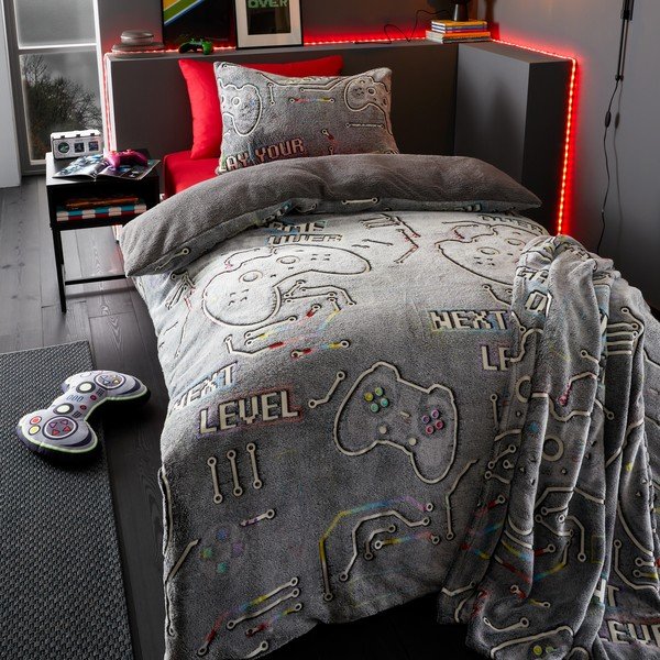 Cuscino per bambini con effetto luminoso in micropush Game Over - Catherine Lansfield-image-3