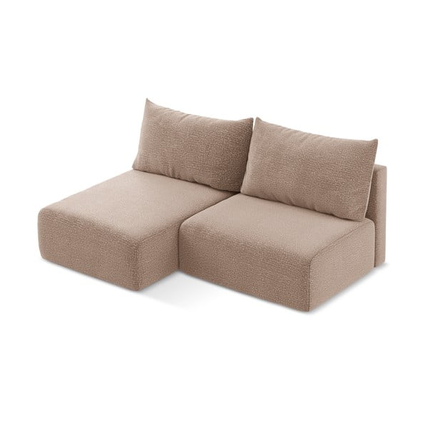 Divano angolare marrone chiaro allungabile/con contenitore (con penisola a sinistra) Kalena – Makamii-image-3