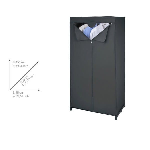 Armadio in tessuto nero 75x150 cm Deep - Wenko-image-1