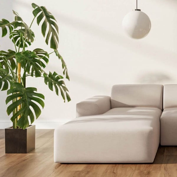Divano angolare beige (con penisola a sinistra e chaise lounge) rivestito in velluto Villet – Rodier-image-3