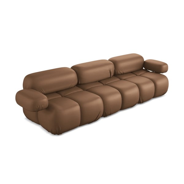 Divano componibile marrone con rivestimento in finta pelle 285 cm Lokua – Makamii-image-1