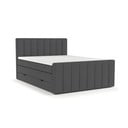 Letto boxspring grigio con contenitore 140x200 cm Ruby - Maison de Rêve