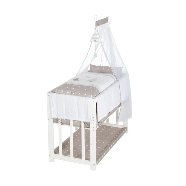 Culla bianca con contenitore e baldacchino 90x45 cm Indibär - Roba-image-2