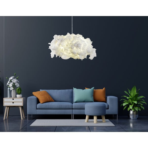 Lampadario bianco con paralume in tessuto Serenity – Opviq lights-image-1