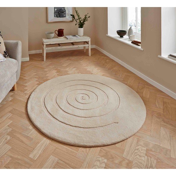 Tappeto in lana bianco crema , ⌀ 180 cm Spiral - Think Rugs-image-1