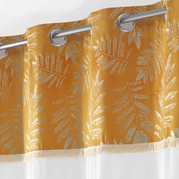 Tenda in voile giallo e bianco 140x280 cm Adelor - douceur d'intérieur-image-2
