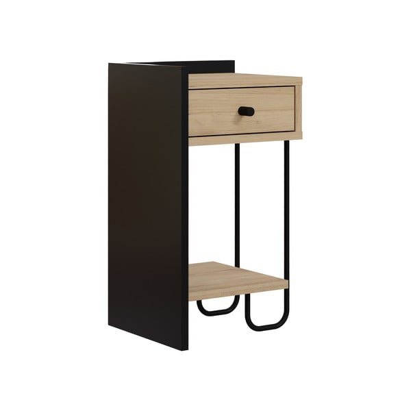 Comodino in rovere nero/naturale con ripiani Mercure - Marckeric-image-2