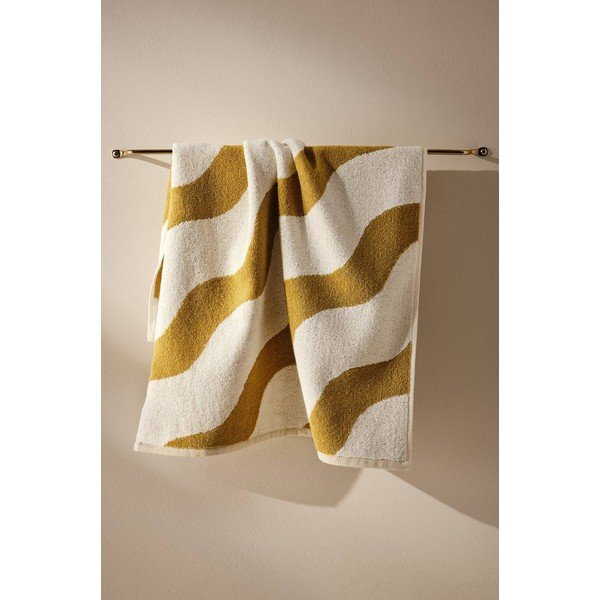 Asciugamano giallo/color crema in cotone 50x70 cm Waves – Jotex-image-1