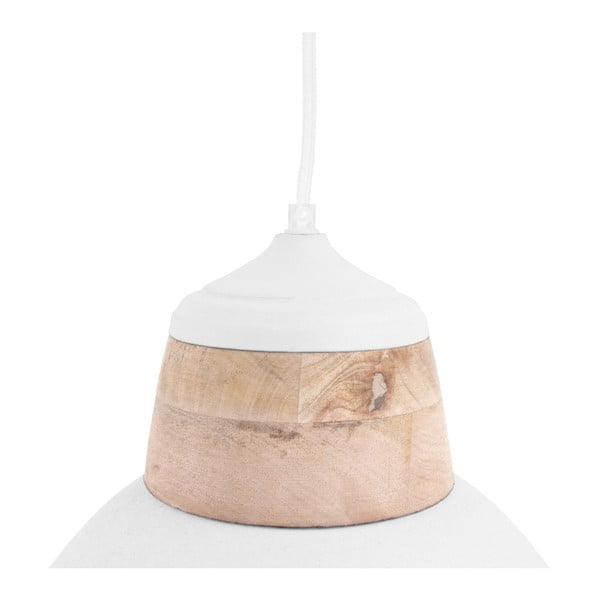 Bílé závěsné svítidlo s dřevěným detailem Leitmotiv Farm, ⌀ 41 cm-image-2