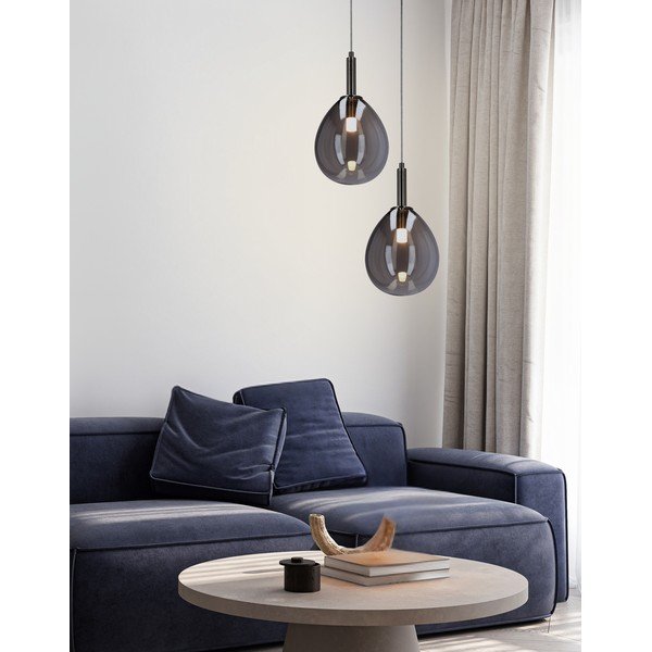 Lampadario LED grigio con paralume in vetro Lukka – Candellux Lighting-image-1