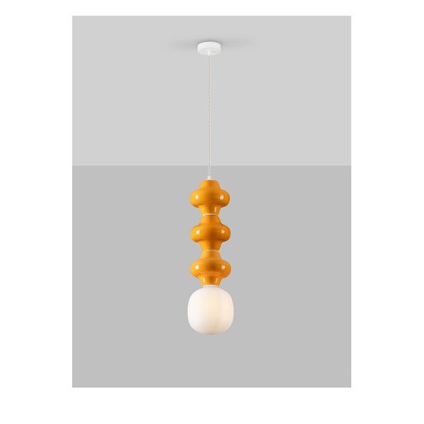Lampadario bianco/arancione in ceramica con paralume in vetro ø 18 cm Clio – Nova Luce-image-3