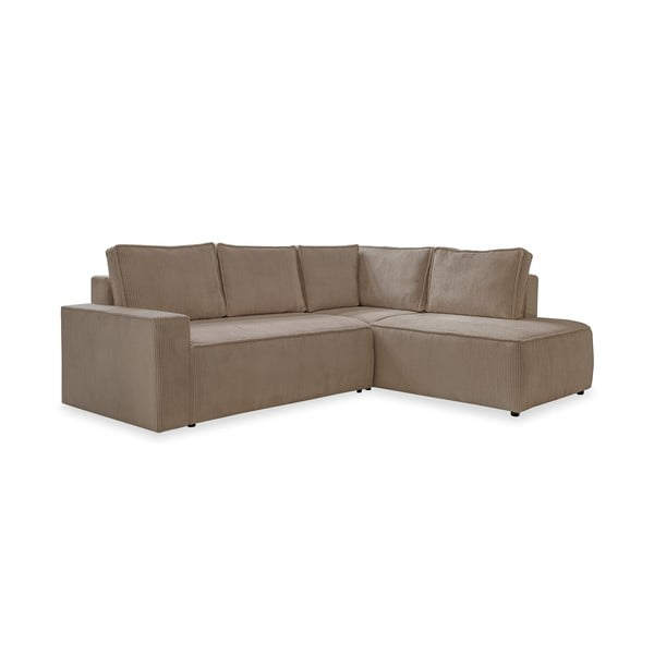 Divano letto angolare in velluto a coste beige Brave Dave - Miuform