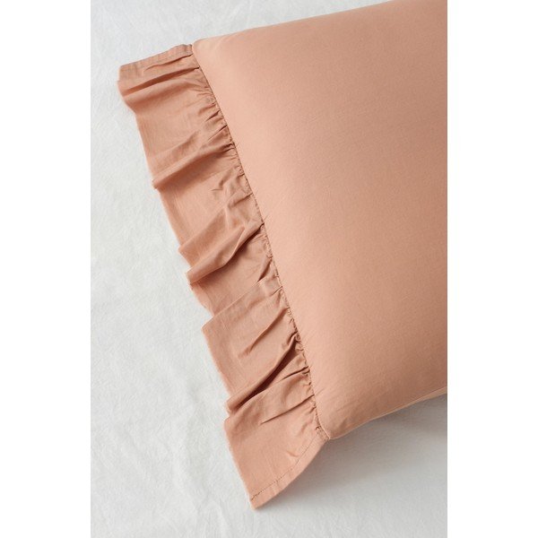 Set copripiumino e federa rosa polveroso in raso di cotone per letto singolo 150x210 cm Gloria – Ellos Home-image-3