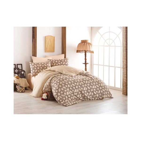Lenzuola con lenzuolo per letto singolo Beige , 160 x 220 cm - Mijolnir
