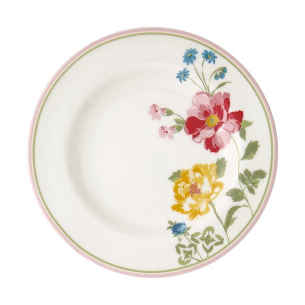 Piatto in gres bianco con dettagli floreali Thilde, ø 15 cm - Green Gate
