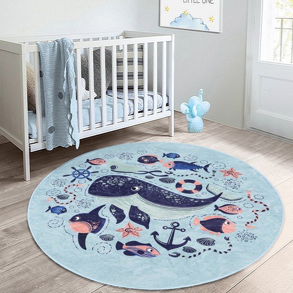Tappeto blu per bambini ø 120 cm Comfort - Mila Home-image-3