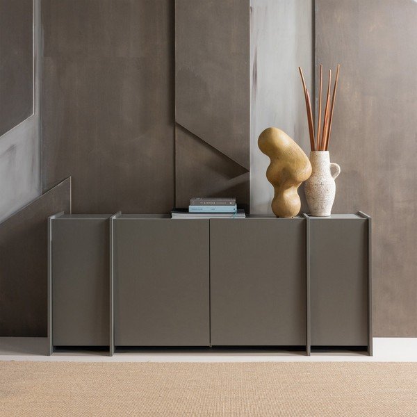 Credenza grigia con effetto frassino 200x85x44 cm Brock – WOOOD-image-1