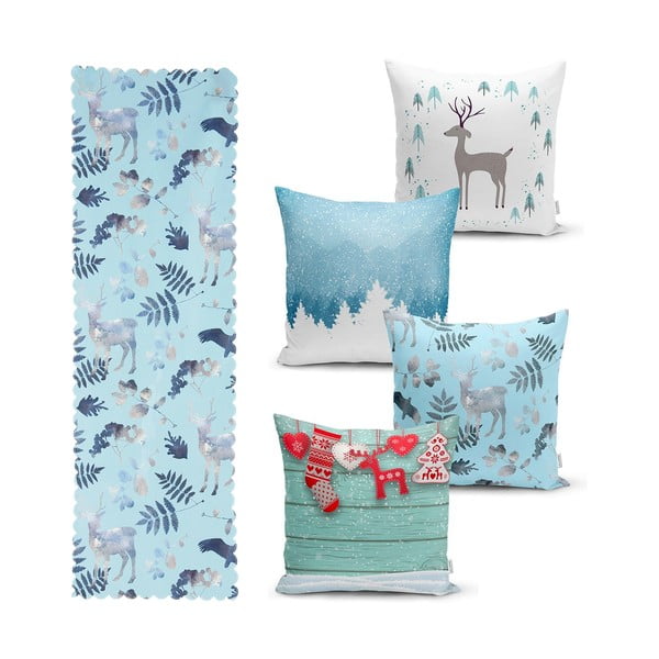 Set di 4 federe natalizie e runner da tavola Winter Wonderland - Minimalist Cushion Covers