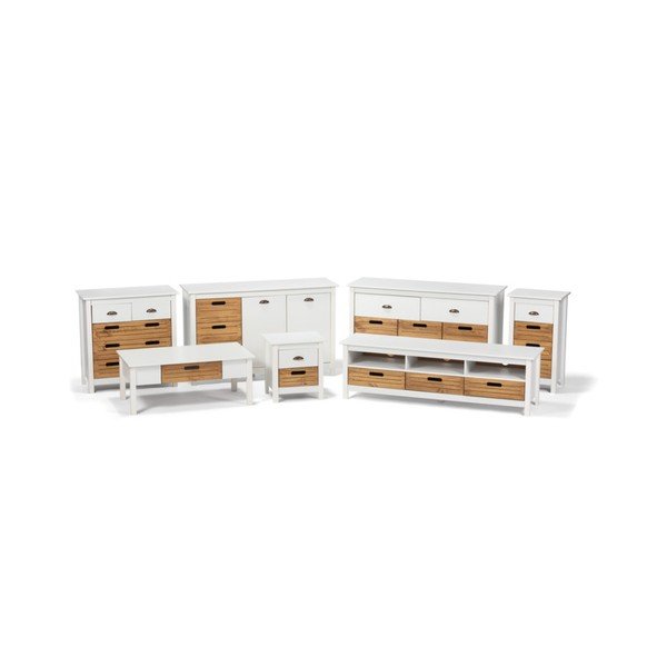 Cassettiera TV in pino bianco con 3 cassetti Ibiza - Bonami Essentials-image-1