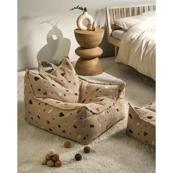 Pouf a sacco per bambini marrone chiaro con rivestimento in bouclé e ciniglia Terrazzo Chair – Wigiwama-image-3