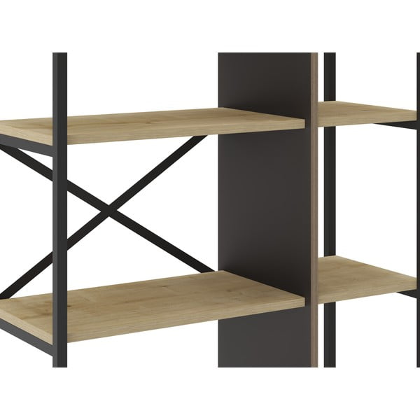 Libreria in rovere decorato in colore naturale 87,5x175 cm Ara - Marckeric-image-4