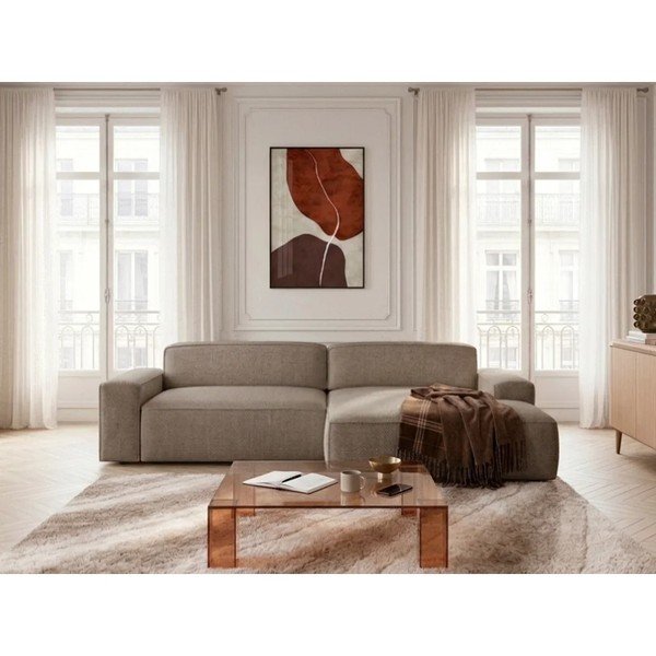 Divano angolare grigio tortora allungabile/con movimento relax elettrico (con penisola a destra) Abel – Bobochic Paris-image-2
