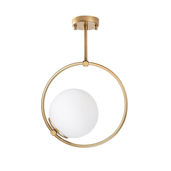 Plafoniera bianca/color ottone con paralume in vetro 39x26 cm Dolunay – Opviq lights