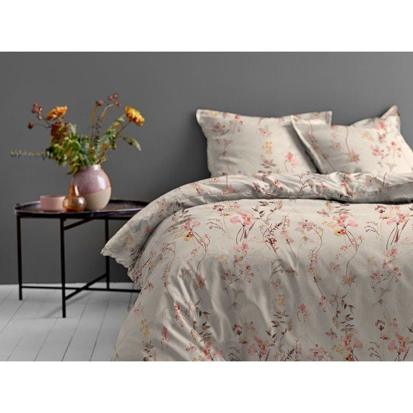 Biancheria da letto singola in cotone sateen beige , 140 x 200 cm Meadow - Södahl-image-1