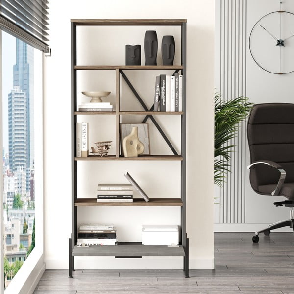 Libreria grigia 75,5x161 cm Magda - Kalune Design-image-3