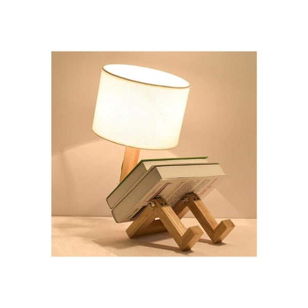 Lampada da tavolo in legno massiccio color crema (altezza 46 cm) WoodenMan - Squid Lighting