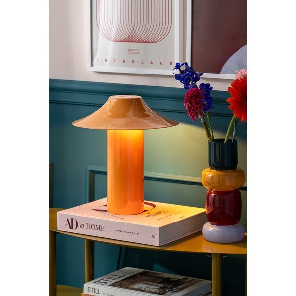 Lampada da tavolo arancione in metallo (altezza totale 32 cm) Catania Trapeze – Leitmotiv-image-1