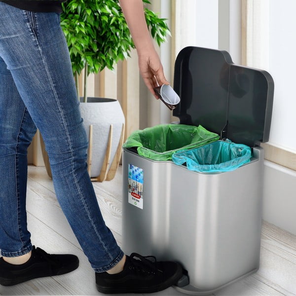 Cestino a pedale grigio , 21 l Duo - Curver-image-1