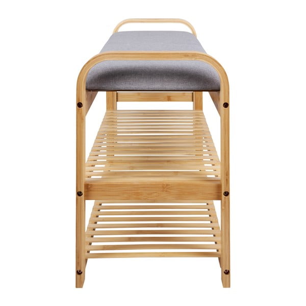 Scarpiera in bambù grigio/naturale con panca - Leitmotiv-image-3