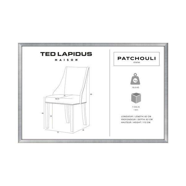Sedia grigio-marrone con gambe in faggio nero Patchouli - Ted Lapidus Maison-image-3