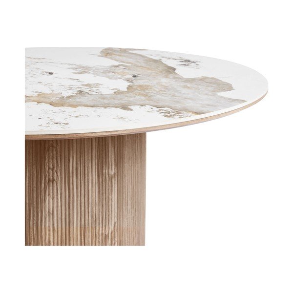 Tavolo da pranzo rotondo con piano effetto marmo ø 140 cm Athens – House Nordic-image-1