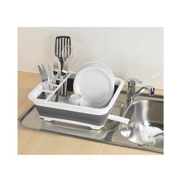 Scolapiatti pieghevole bianco e grigio Rack - Wenko-image-4