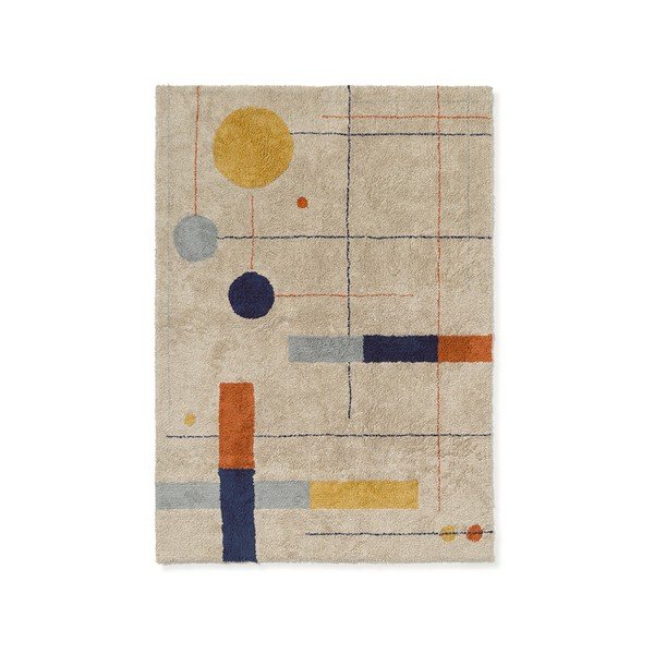 Tappeto beige in cotone lavabile/tessuto a mano 170x240 cm Geometrical Shapes – Lorena Canals