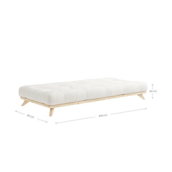 Letto singolo in pino massiccio nero con materasso matrimoniale, 90 x 200 cm Senza - Karup Design-image-4
